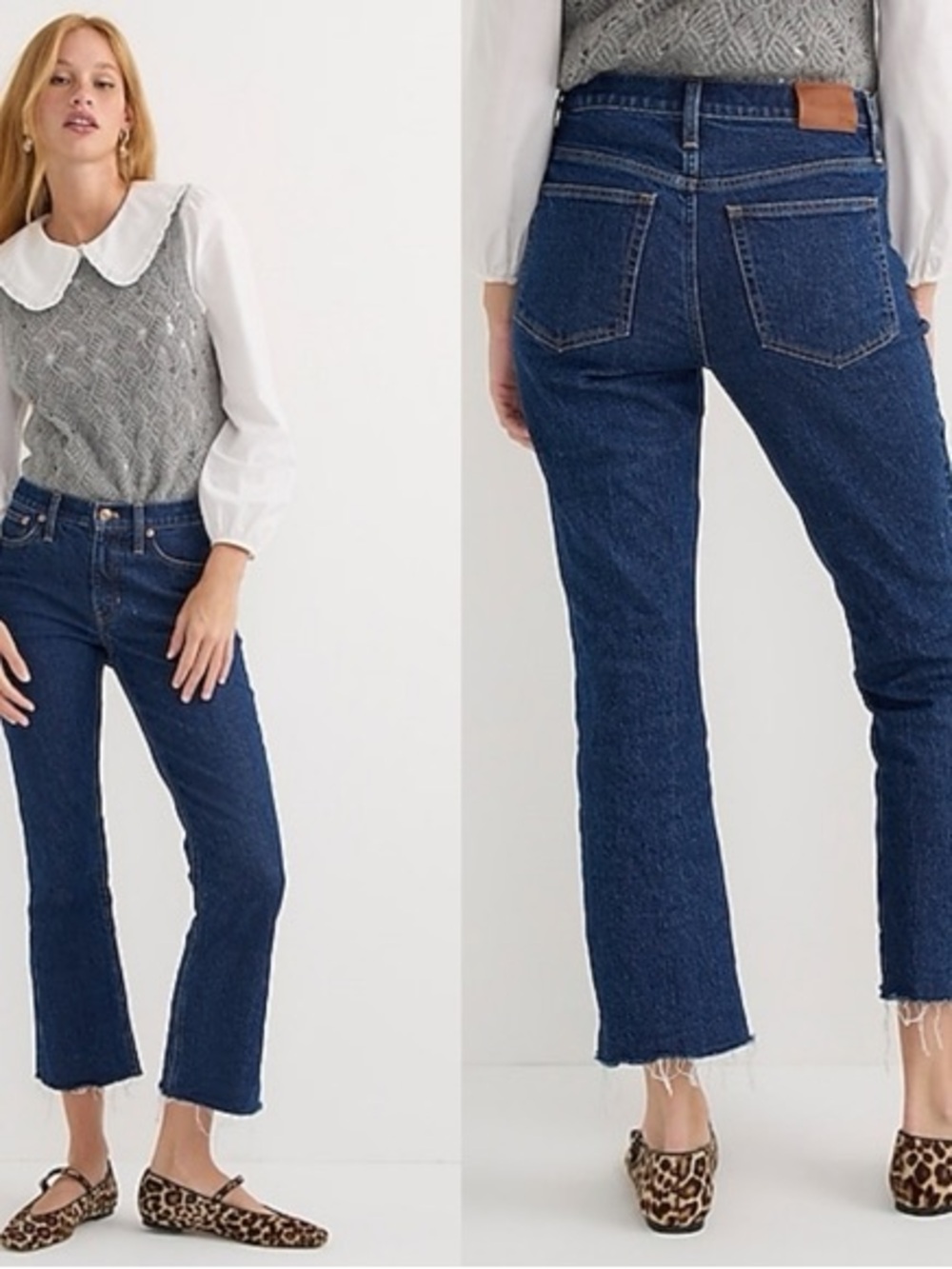 J Crew High-Rise Demi Boot Crop Jeans - Dark Blue